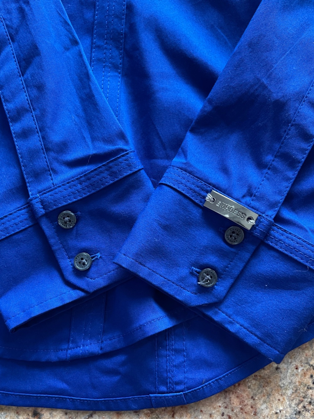 Express Blue Essential Button-Up Shirt - Size MEDIUM - Picture 4 of 4